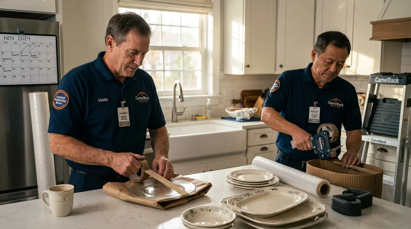 Professional crew packing kitchen dishware in South Pittsburg, TN